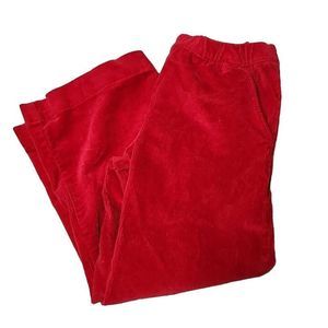 Hanna Andersson corduroy red wide leg pull on pocketed stretch pants